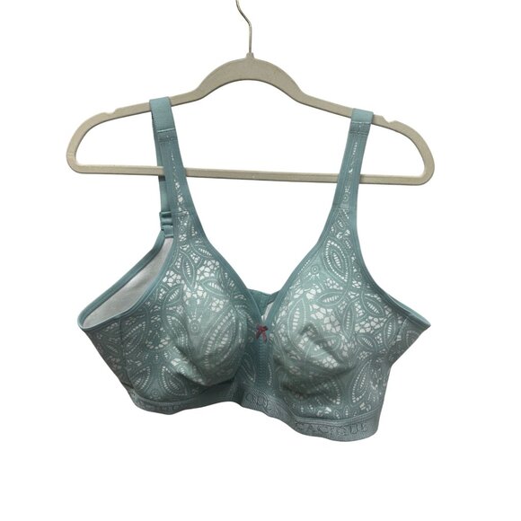 Cacique 44DD Wireless Full Coverage Bra Light Blue Lace Polyester/Cotton Blend - Picture 1 of 9